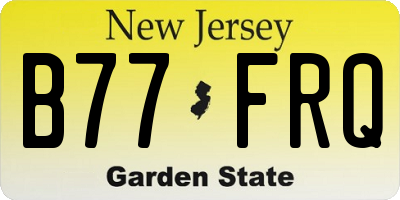 NJ license plate B77FRQ