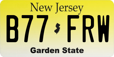NJ license plate B77FRW