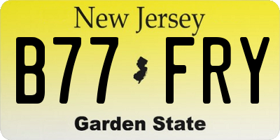 NJ license plate B77FRY