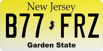NJ license plate B77FRZ