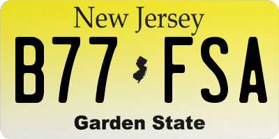 NJ license plate B77FSA