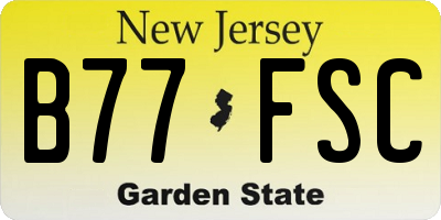 NJ license plate B77FSC