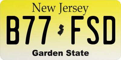 NJ license plate B77FSD