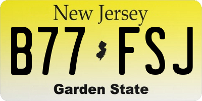 NJ license plate B77FSJ