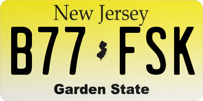 NJ license plate B77FSK