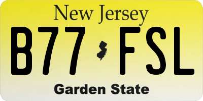 NJ license plate B77FSL