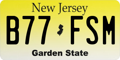 NJ license plate B77FSM