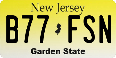 NJ license plate B77FSN