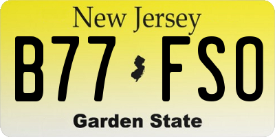 NJ license plate B77FSO