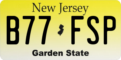 NJ license plate B77FSP