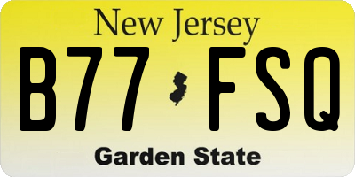 NJ license plate B77FSQ