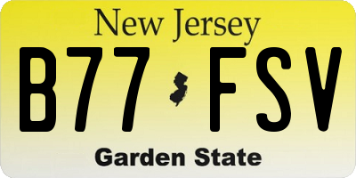 NJ license plate B77FSV
