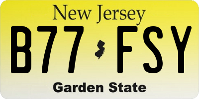 NJ license plate B77FSY