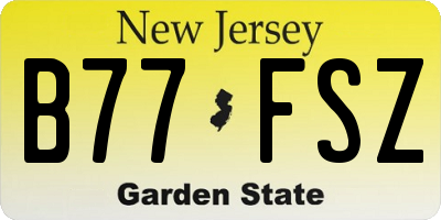 NJ license plate B77FSZ
