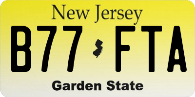 NJ license plate B77FTA