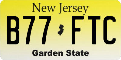 NJ license plate B77FTC