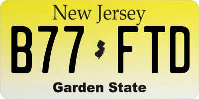 NJ license plate B77FTD