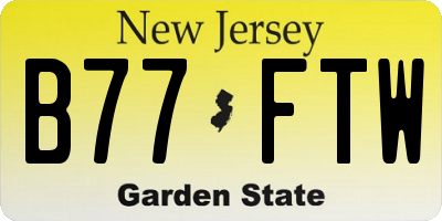 NJ license plate B77FTW