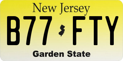 NJ license plate B77FTY