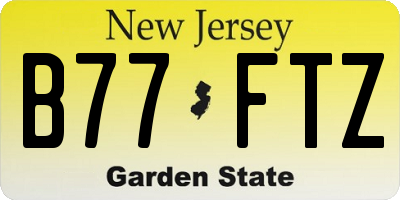 NJ license plate B77FTZ