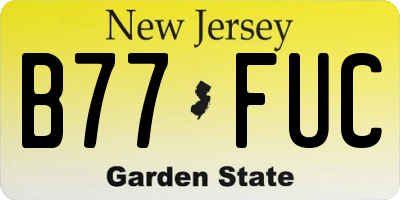 NJ license plate B77FUC