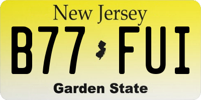 NJ license plate B77FUI