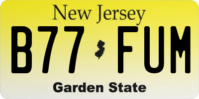 NJ license plate B77FUM