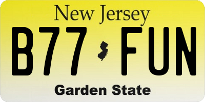 NJ license plate B77FUN