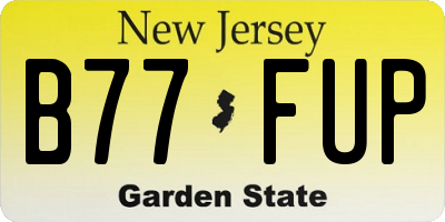 NJ license plate B77FUP