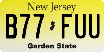 NJ license plate B77FUU