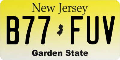 NJ license plate B77FUV