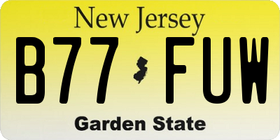 NJ license plate B77FUW