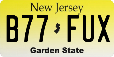 NJ license plate B77FUX