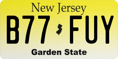 NJ license plate B77FUY