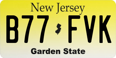 NJ license plate B77FVK