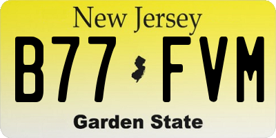 NJ license plate B77FVM
