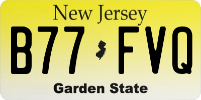 NJ license plate B77FVQ