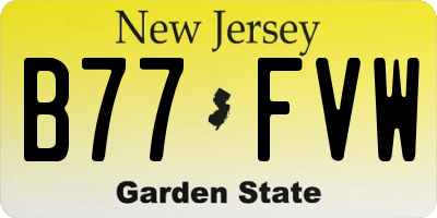 NJ license plate B77FVW