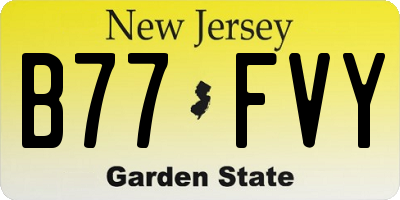 NJ license plate B77FVY