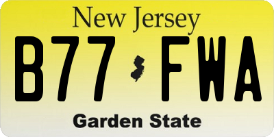 NJ license plate B77FWA