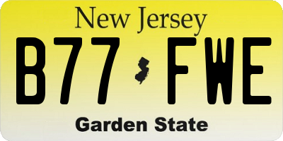 NJ license plate B77FWE