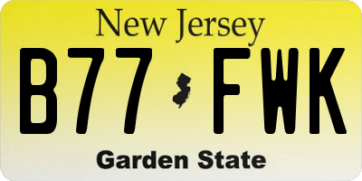 NJ license plate B77FWK