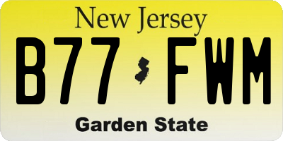 NJ license plate B77FWM
