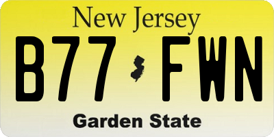 NJ license plate B77FWN