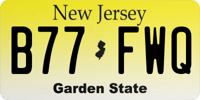 NJ license plate B77FWQ