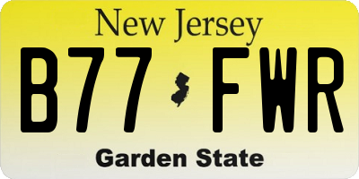NJ license plate B77FWR