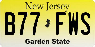 NJ license plate B77FWS