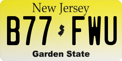 NJ license plate B77FWU