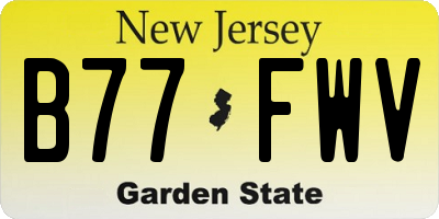 NJ license plate B77FWV