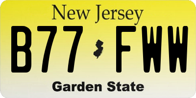 NJ license plate B77FWW
